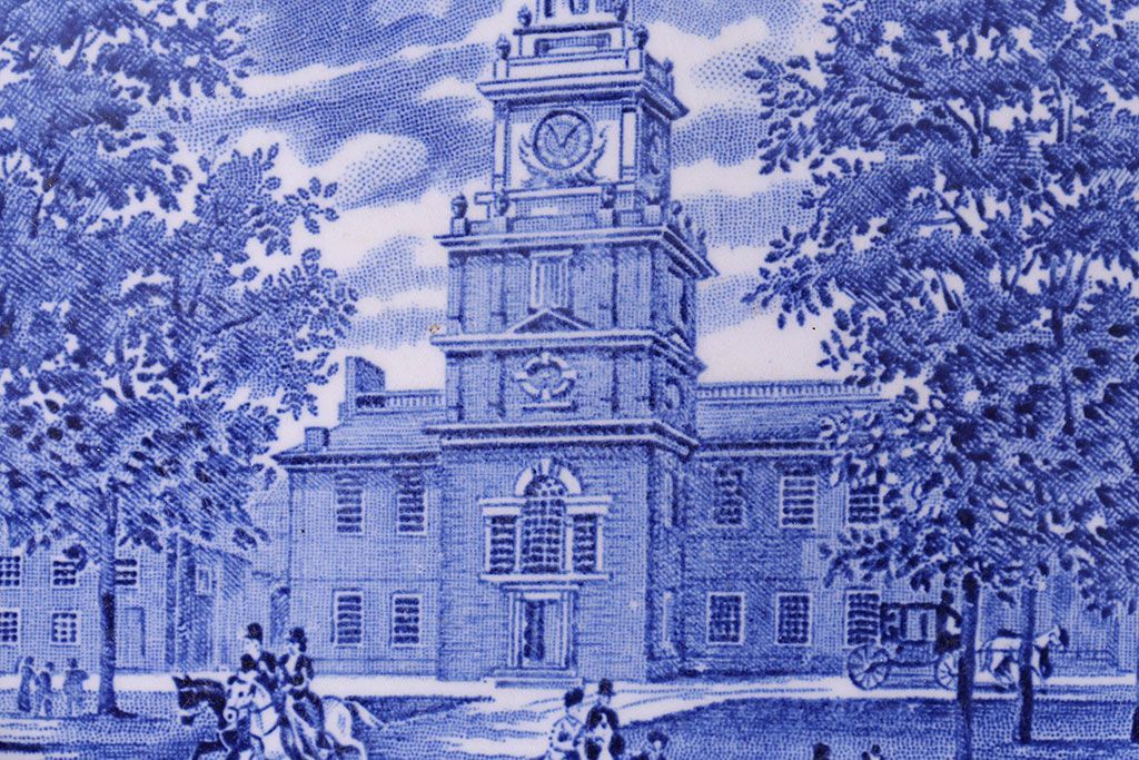 アンティーク雑貨　中古　イギリスWedgwood(ウェッジウッド)　細かな絵柄が目を引く記念プレート(洋食器、大皿)