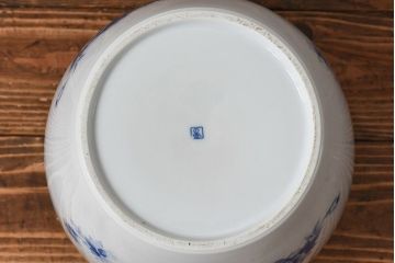 アンティーク雑貨　ノリタケ・則武(日陶)　オールドノリタケ　ブルーローズ　シックな染付火鉢(鉢カバー)(1)