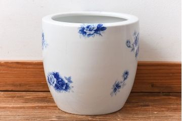 アンティーク雑貨　ノリタケ・則武(日陶)　オールドノリタケ　ブルーローズ　シックな染付火鉢(鉢カバー)  (2)