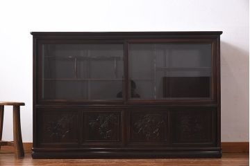 中古　黒檀材(唐木)　上質な和の雰囲気を演出するサイドボード(収納棚、飾り棚)(定価約46万円)