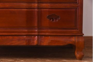 アンティーク家具　唐木　花梨材　赤みがかった色合いが美しいチェスト(キャビネット、サイドボード、カリン材)