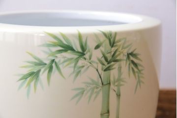 アンティーク雑貨　ノリタケ・則武(日陶) 　和の雰囲気漂う竹の図の火鉢(手あぶり、鉢カバー)