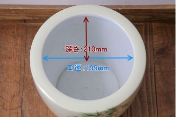アンティーク雑貨　ノリタケ・則武(日陶) 　和の雰囲気漂う竹の図の火鉢(手あぶり、鉢カバー)