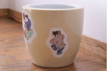 アンティーク雑貨　ノリタケ・則武(日陶) オールドノリタケ　唐子図　火鉢(手あぶり、鉢カバー)