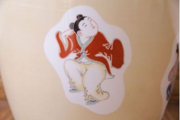 アンティーク雑貨　ノリタケ・則武(日陶) オールドノリタケ　唐子図　火鉢(手あぶり、鉢カバー)
