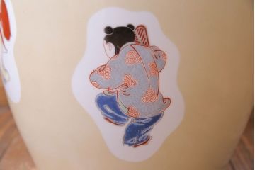 アンティーク雑貨　ノリタケ・則武(日陶) オールドノリタケ　唐子図　火鉢(手あぶり、鉢カバー)
