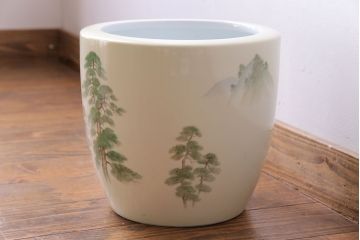 アンティーク雑貨　ノリタケ・則武(日陶) 　和の雰囲気漂う松の図の火鉢(手あぶり、鉢カバー)