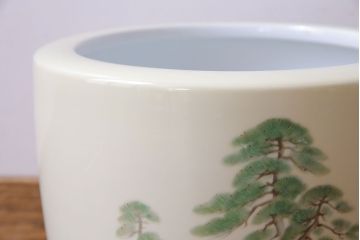 アンティーク雑貨　ノリタケ・則武(日陶) 　和の雰囲気漂う松の図の火鉢(手あぶり、鉢カバー)