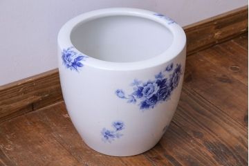 アンティーク雑貨　ノリタケ・則武(日陶)　オールドノリタケ　ブルーローズ　染付火鉢(鉢カバー)(3)