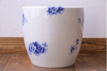 アンティーク雑貨　ノリタケ・則武(日陶)　オールドノリタケ　ブルーローズ　染付火鉢(鉢カバー)(3)