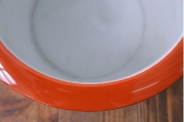 アンティーク雑貨　未使用 ノリタケ・則武(日陶)　箱付　朱色地白菊文様　レトロな火鉢(手あぶり、鉢カバー)(1)