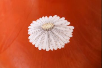 アンティーク雑貨　未使用 ノリタケ・則武(日陶)　箱付　朱色地白菊文様　レトロな火鉢(手あぶり、鉢カバー)(1)