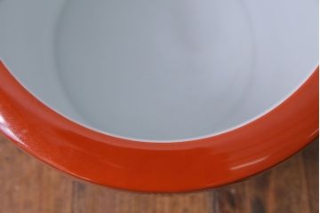 アンティーク雑貨　未使用　ノリタケ・則武(日陶)　箱付　朱色地白菊文様　レトロな火鉢(手あぶり、鉢カバー)(2)