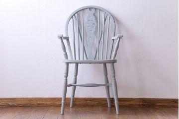 ヴィンテージ家具　ビンテージ　淡いカラーのアンティークペイントチェア(椅子)