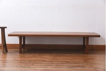 アンティーク家具　和製アンティーク　天板一枚板　総ケヤキ材　力強い杢目が印象的なセンターテーブル(作業台、机)