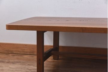 アンティーク家具　和製アンティーク　天板一枚板　総ケヤキ材　力強い杢目が印象的なセンターテーブル(作業台、机)