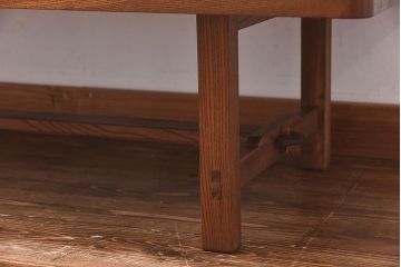 アンティーク家具　和製アンティーク　天板一枚板　総ケヤキ材　力強い杢目が印象的なセンターテーブル(作業台、机)