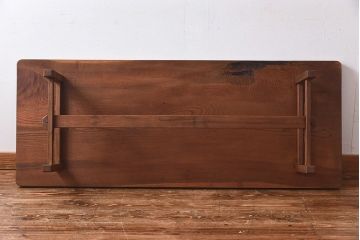 アンティーク家具　和製アンティーク　天板一枚板　総ケヤキ材　力強い杢目が印象的なセンターテーブル(作業台、机)