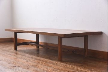アンティーク家具　和製アンティーク　天板一枚板　総ケヤキ材　力強い杢目が印象的なセンターテーブル(作業台、机)