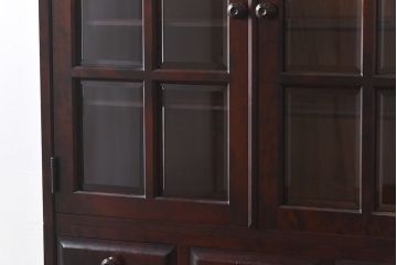 中古美品　北海道民芸家具　HM160K　上品なキャビネット(食器棚、本箱、書棚、収納棚)(定価約45万)(1)