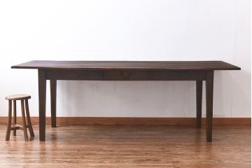 アンティーク家具　イギリス　オーク材製　木製らしい歪みが味わい深いダイニングテーブル(作業台)