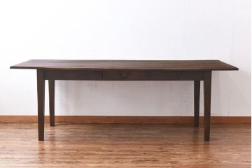 アンティーク家具　イギリス　オーク材製　木製らしい歪みが味わい深いダイニングテーブル(作業台)