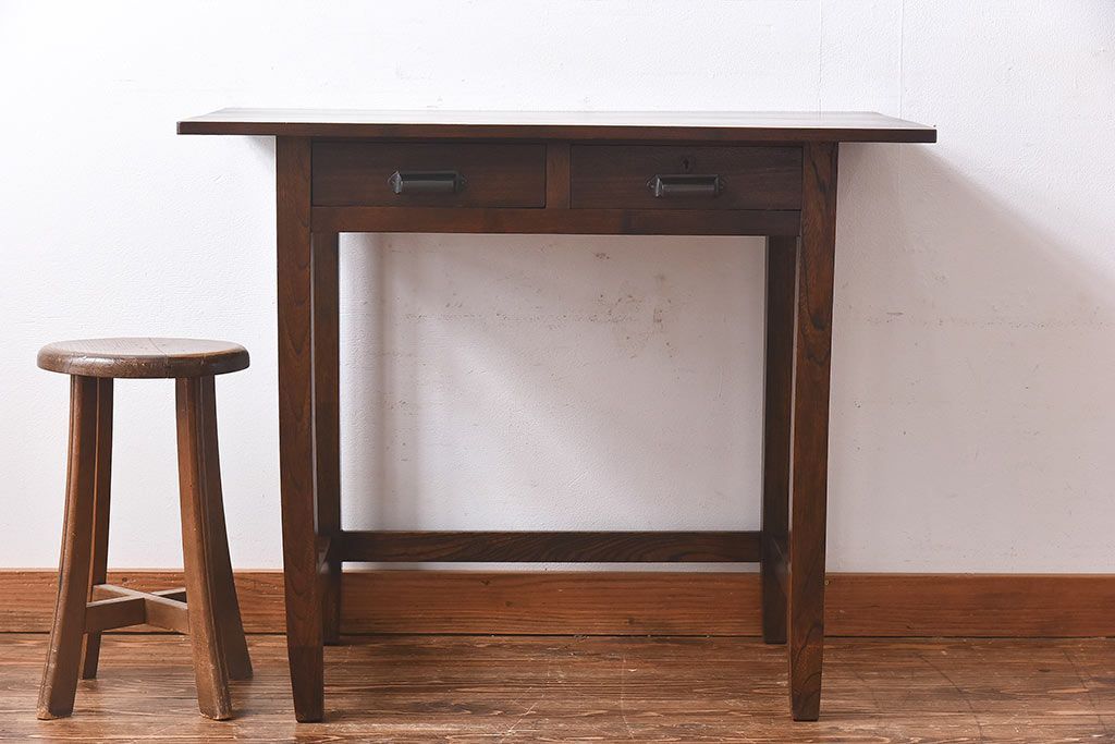 アンティーク家具　和製アンティーク　古い木の質感が味わい深いコンソールテーブル(平机)