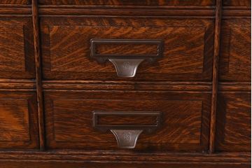 アンティーク家具　イギリスアンティーク　オーク材の杢目が美しいカードケース(引き出し、チェスト、小物収納、図書館、図書室)