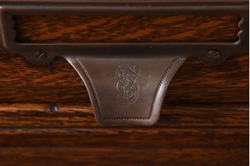 アンティーク家具　イギリスアンティーク　オーク材の杢目が美しいカードケース(引き出し、チェスト、小物収納、図書館、図書室)