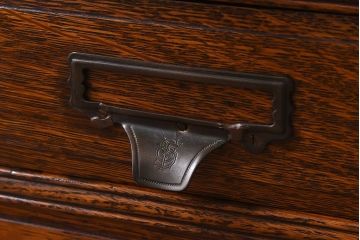 アンティーク家具　イギリスアンティーク　オーク材の杢目が美しいカードケース(引き出し、チェスト、小物収納、図書館、図書室)