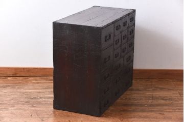アンティーク家具　古民具　江戸期　珍しいデザインの新潟産・帳場箪笥(薬箪笥)