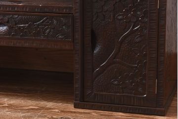 中古　伝統工芸　軽井沢彫り　繊細な技が光るドレッサー(三面鏡、鏡台、化粧台)