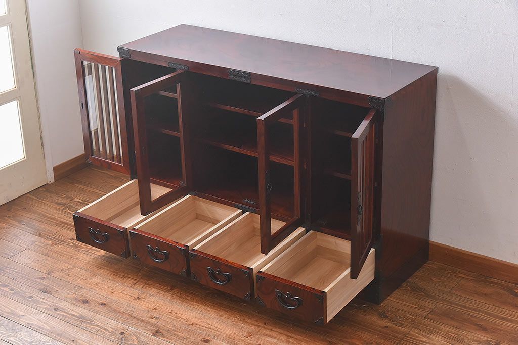 中古美品　岩谷堂箪笥　No.746　覚山サイドボード(収納棚、タンス)(定価約60万円)