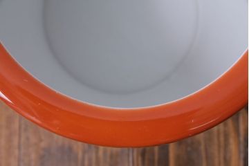 アンティーク雑貨　オールドノリタケ(日陶)　朱色地白菊文様　レトロな火鉢(手あぶり、鉢カバー)(3)