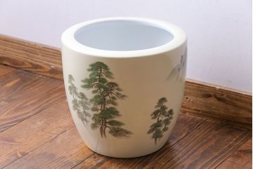 和製アンティーク　オールドノリタケ　日陶(則武) 　和の雰囲気漂う松の図の火鉢(瀬戸火鉢、Noritake、noritake、NORITAKE、手あぶり、鉢カバー、ディスプレイ)(1)(R-027650)