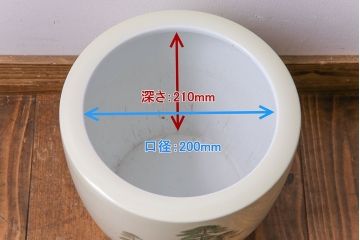 アンティーク雑貨　ノリタケ・則武(日陶) 　和の雰囲気漂う松の図の火鉢(手あぶり、鉢カバー、ディスプレイ)(3)(R-027652)