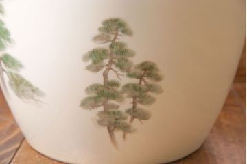 アンティーク雑貨　ノリタケ・則武(日陶) 　和の雰囲気漂う松の図の火鉢(手あぶり、鉢カバー、ディスプレイ)(3)(R-027652)