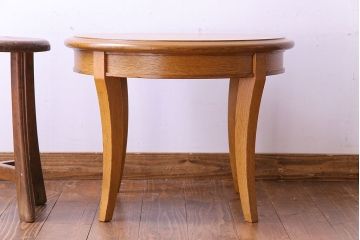 アンティーク雑貨　中古　天童木工　ナチュラルな木の風合いのサイドテーブル(ラウンドテーブル、コーヒーテーブル、花台)