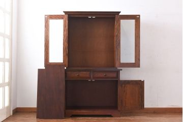 中古　九州民芸家具　品のあるツヤが魅力的なキャビネット(食器棚、本棚、飾り棚)