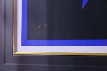 アンティーク雑貨　鶴田一郎　シルクスクリーン(セリグラフ) サイン入り　「燃ゆる想い/青」