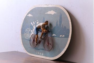 アンティーク雑貨　ビンテージ　自転車モチーフのアンティーク木製看板
