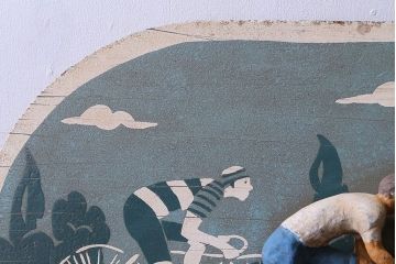 アンティーク雑貨　ビンテージ　自転車モチーフのアンティーク木製看板