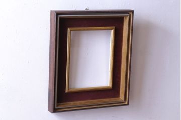 アンティーク雑貨　ワインレッドの枠がおしゃれなフレーム(額縁)