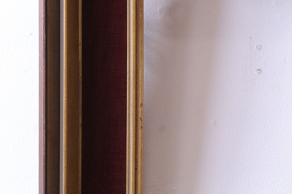 アンティーク雑貨　ワインレッドの枠がおしゃれなフレーム(額縁)