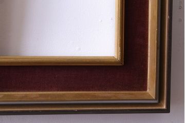 アンティーク雑貨　ワインレッドの枠がおしゃれなフレーム(額縁)