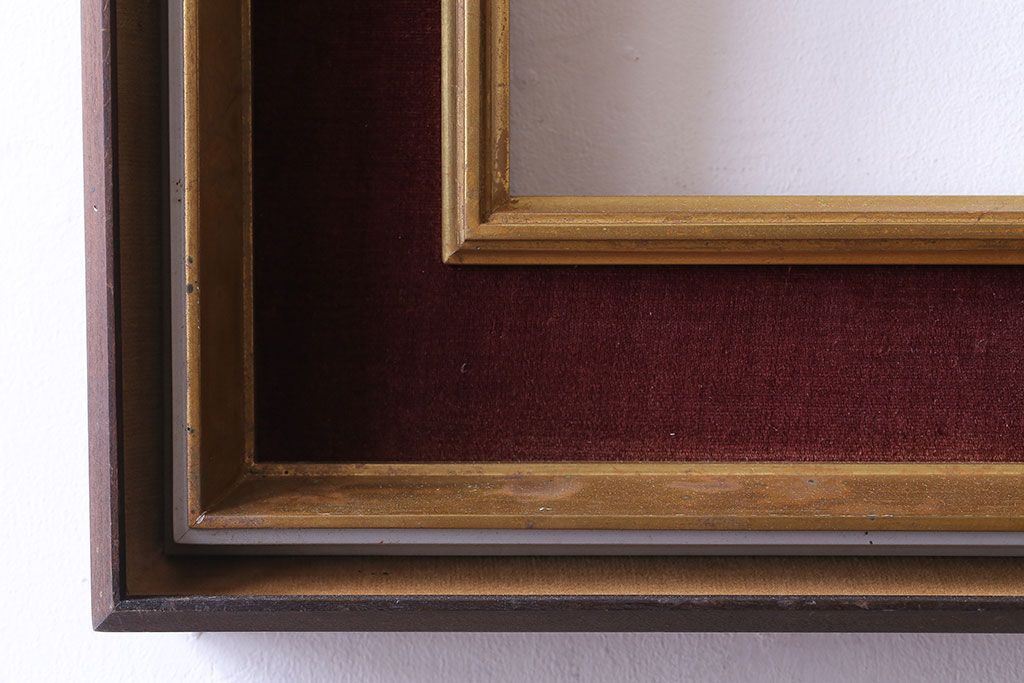 アンティーク雑貨　ワインレッドの枠がおしゃれなフレーム(額縁)