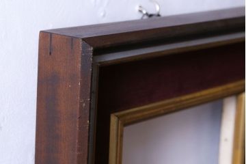 アンティーク雑貨　ワインレッドの枠がおしゃれなフレーム(額縁)