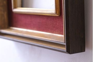 アンティーク雑貨　ワインレッドの枠がおしゃれなフレーム(額縁)