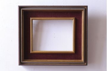 アンティーク雑貨　ワインレッドの枠がおしゃれなフレーム(額縁)