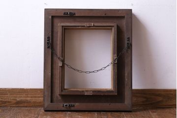 アンティーク雑貨　ワインレッドの枠がおしゃれなフレーム(額縁)